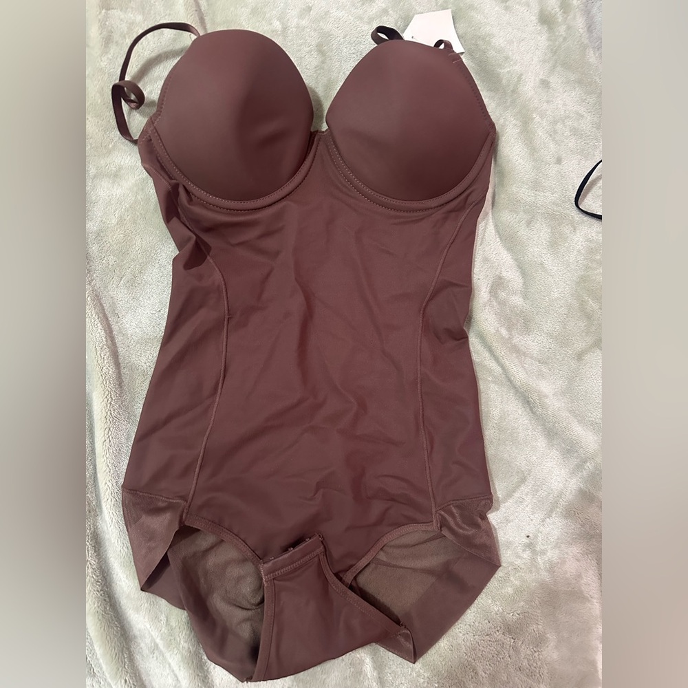Mauve Strapless Shaping Bodysuit with Removable Straps